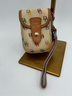 Dooney & Bourke Multicolor DB Monogram Wristlet Pouch Y2K